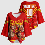 Personalised Gold Coast Suns ANZAC Kimono Sleeve Blouse Military Remembrance Australian Football Mascot Camouflage