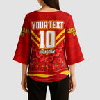 Personalised Gold Coast Suns ANZAC Kimono Sleeve Blouse Military Remembrance Australian Football Mascot Camouflage