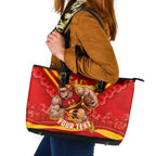 Personalised Gold Coast Suns ANZAC Leather Tote Bag Military Remembrance Australian Football Mascot Camouflage