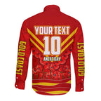 Personalised Gold Coast Suns ANZAC Long Sleeve Button Shirt Military Remembrance Australian Football Mascot Camouflage