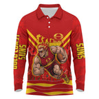 Personalised Gold Coast Suns ANZAC Long Sleeve Polo Shirt Military Remembrance Australian Football Mascot Camouflage