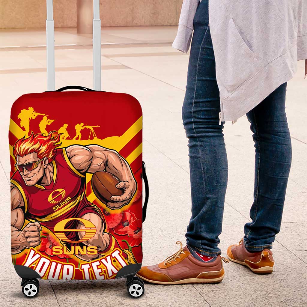Personalised Gold Coast Suns ANZAC Luggage Cover Military Remembrance Australian Football Mascot Camouflage