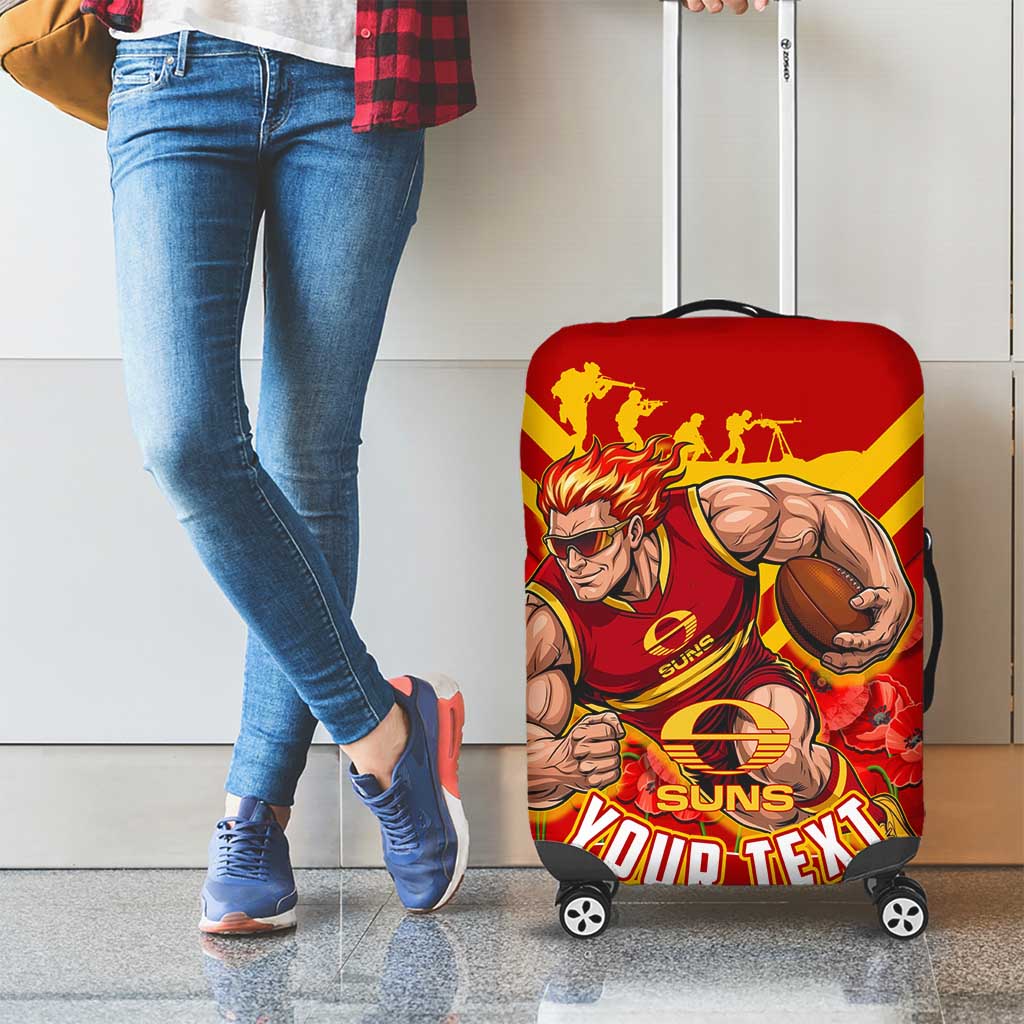 Personalised Gold Coast Suns ANZAC Luggage Cover Military Remembrance Australian Football Mascot Camouflage