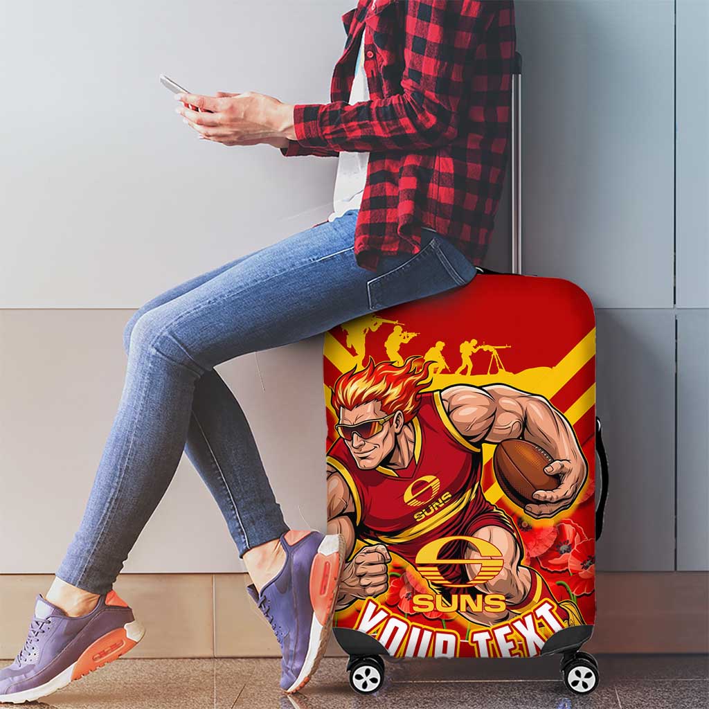 Personalised Gold Coast Suns ANZAC Luggage Cover Military Remembrance Australian Football Mascot Camouflage