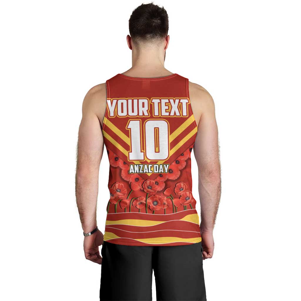 Personalised Gold Coast Suns ANZAC Men Tank Top Military Remembrance Australian Football Mascot Camouflage