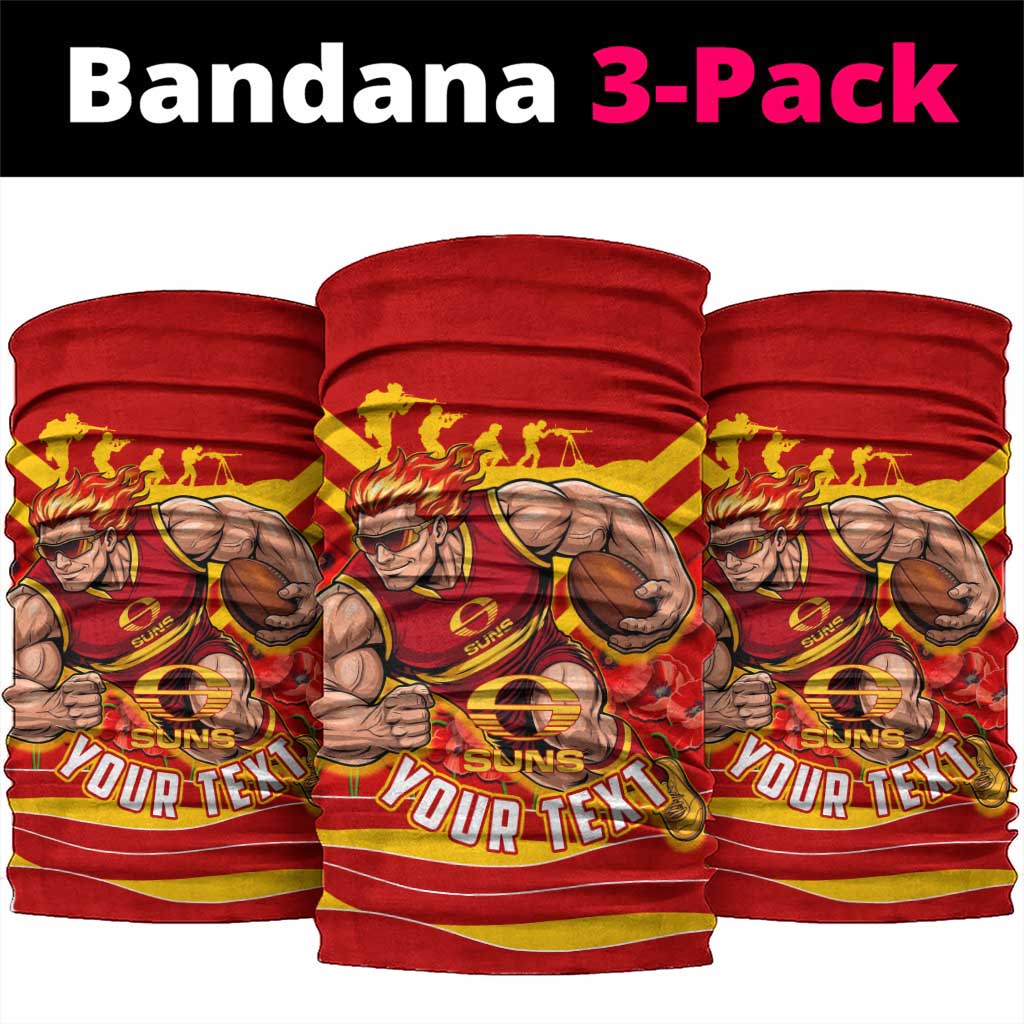 Personalised Gold Coast Suns ANZAC Neck Gaiter Military Remembrance Australian Football Mascot Camouflage