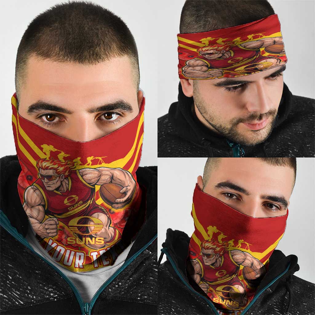Personalised Gold Coast Suns ANZAC Neck Gaiter Military Remembrance Australian Football Mascot Camouflage