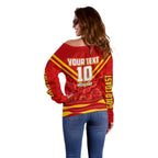 Personalised Gold Coast Suns ANZAC Off Shoulder Sweater Military Remembrance Australian Football Mascot Camouflage
