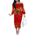 Personalised Gold Coast Suns ANZAC Off The Shoulder Long Sleeve Dress Military Remembrance Australian Football Mascot Camouflage