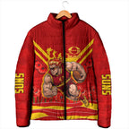 Personalised Gold Coast Suns ANZAC Padded Jacket Military Remembrance Australian Football Mascot Camouflage