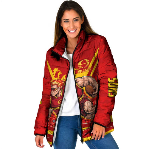 Personalised Gold Coast Suns ANZAC Padded Jacket Military Remembrance Australian Football Mascot Camouflage