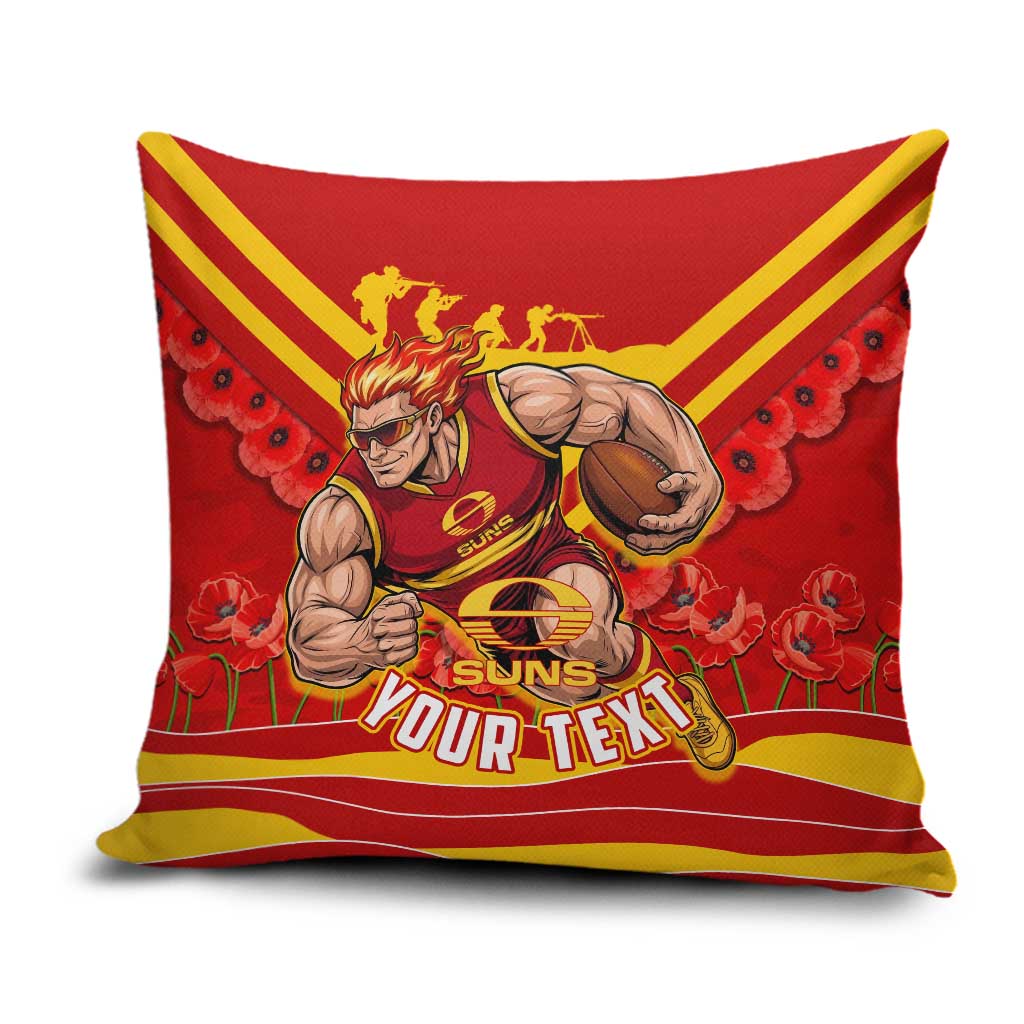 Personalised Gold Coast Suns ANZAC Pillow Cover Military Remembrance Australian Football Mascot Camouflage