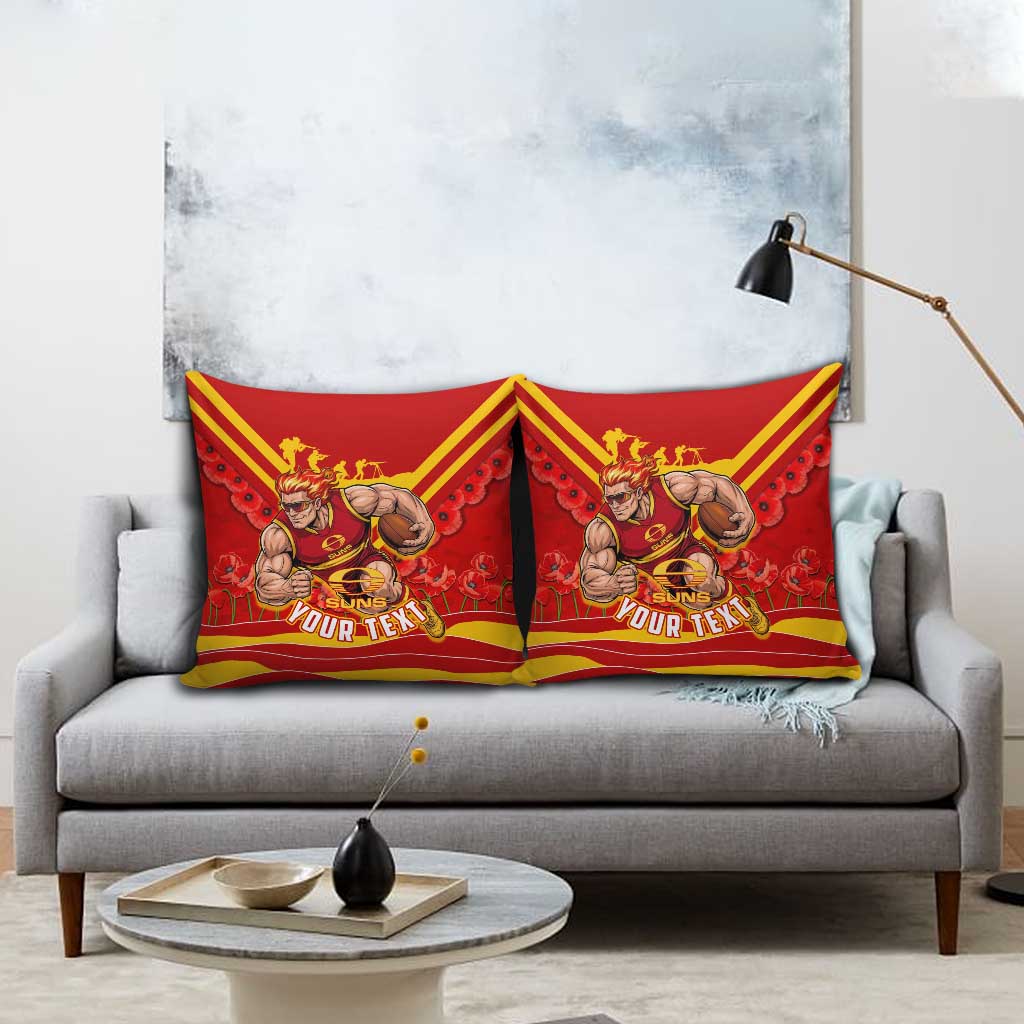 Personalised Gold Coast Suns ANZAC Pillow Cover Military Remembrance Australian Football Mascot Camouflage