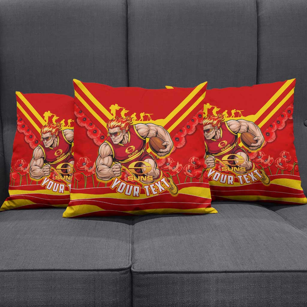 Personalised Gold Coast Suns ANZAC Pillow Cover Military Remembrance Australian Football Mascot Camouflage
