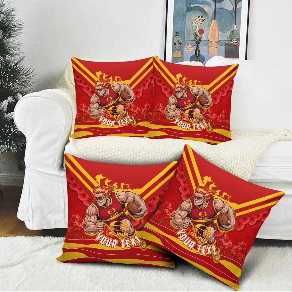Personalised Gold Coast Suns ANZAC Pillow Cover Military Remembrance Australian Football Mascot Camouflage