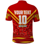 Personalised Gold Coast Suns ANZAC Polo Shirt Military Remembrance Australian Football Mascot Camouflage