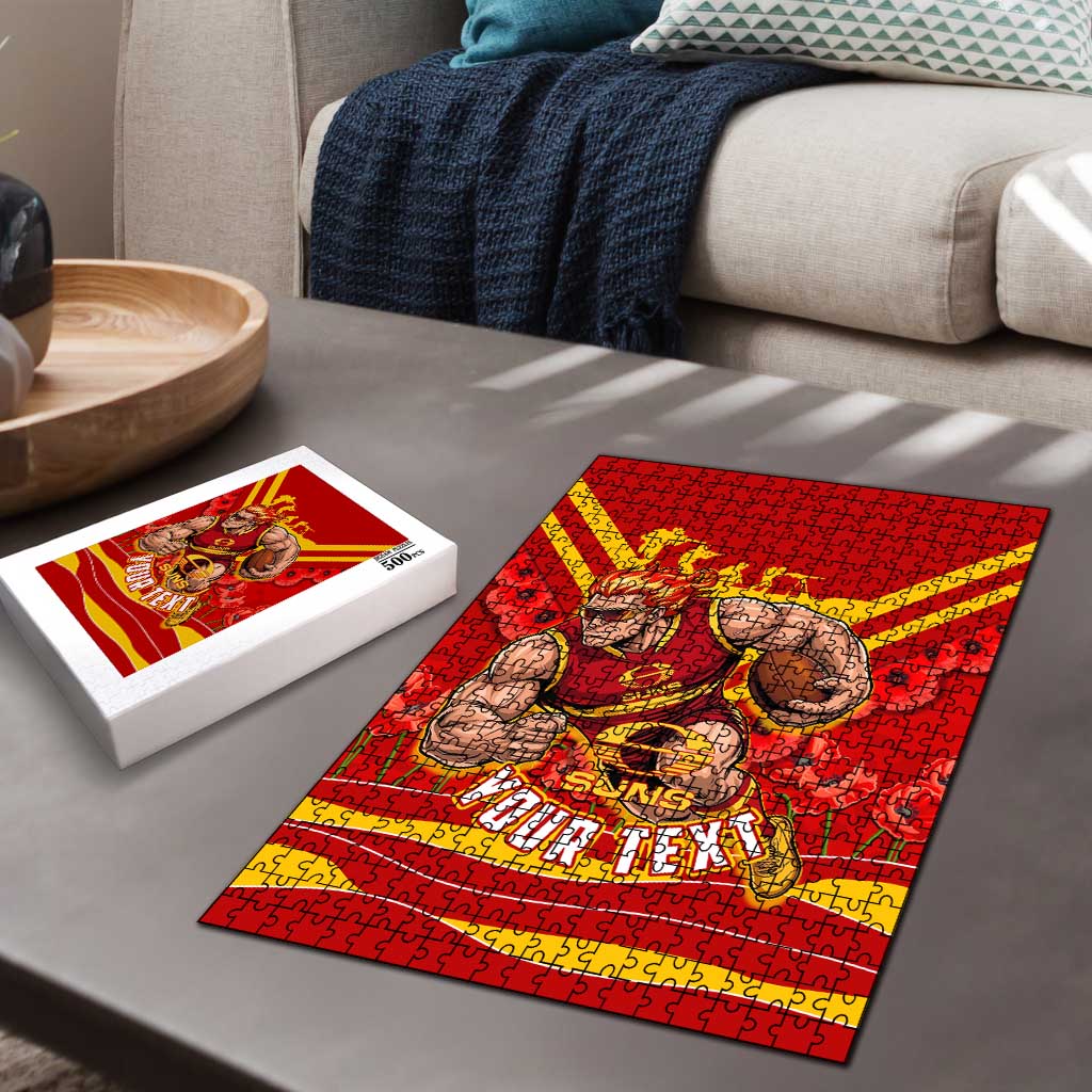Personalised Gold Coast Suns ANZAC Puzzle Military Remembrance Australian Football Mascot Camouflage
