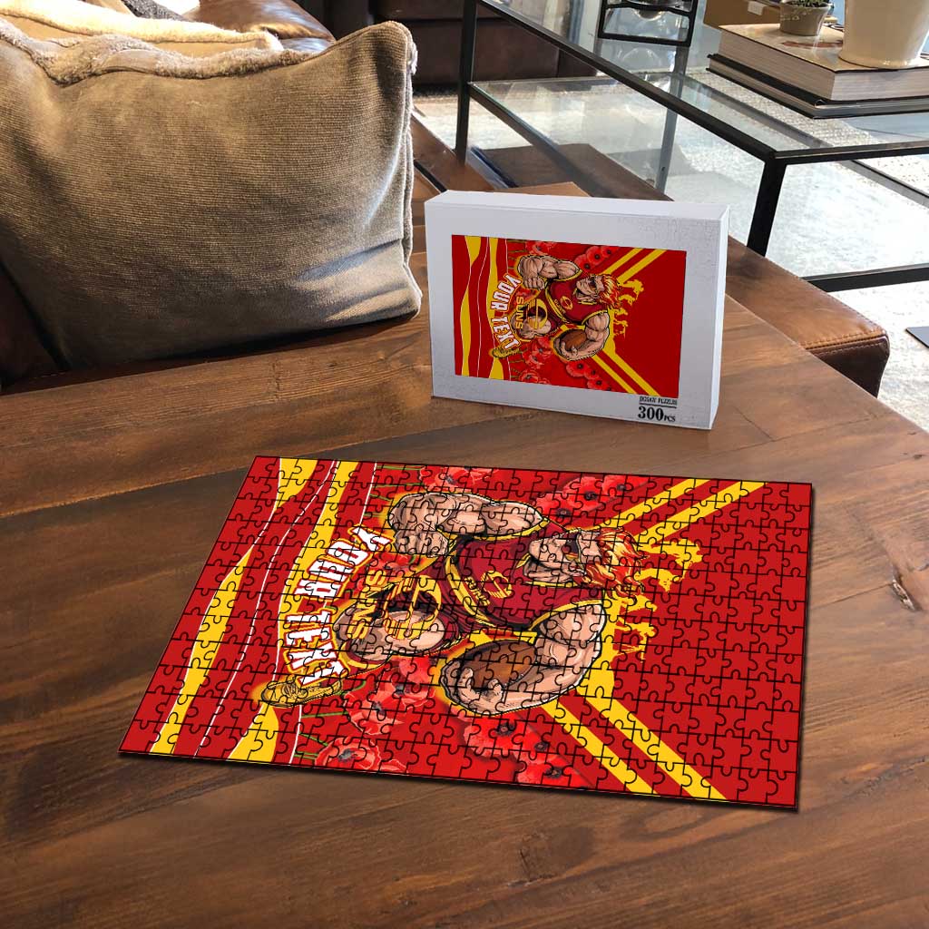 Personalised Gold Coast Suns ANZAC Puzzle Military Remembrance Australian Football Mascot Camouflage