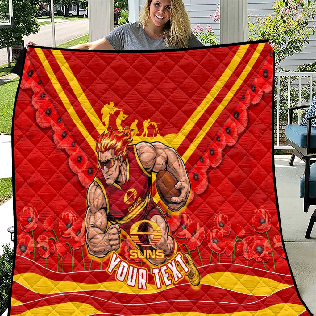 Personalised Gold Coast Suns ANZAC Quilt Military Remembrance Australian Football Mascot Camouflage