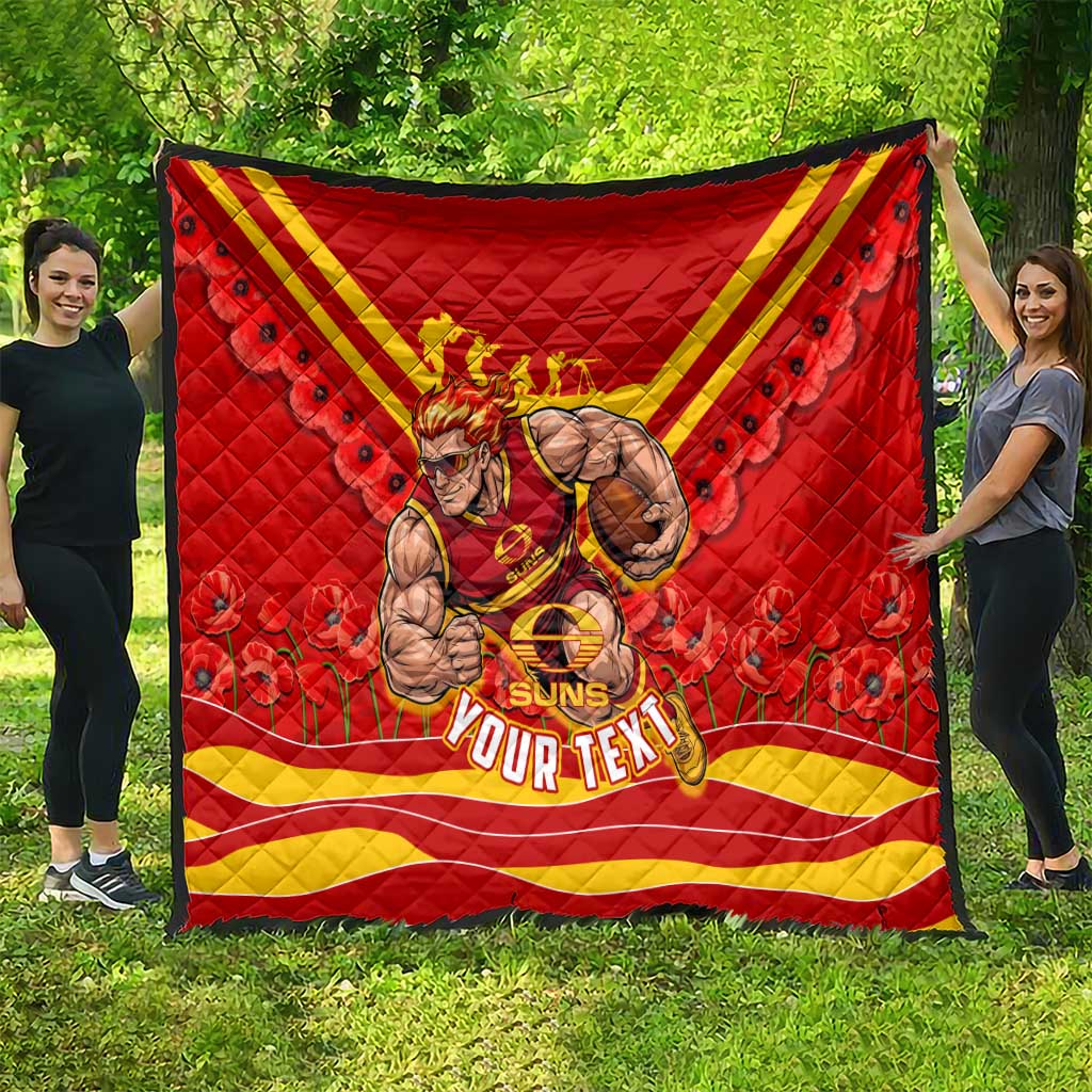 Personalised Gold Coast Suns ANZAC Quilt Military Remembrance Australian Football Mascot Camouflage