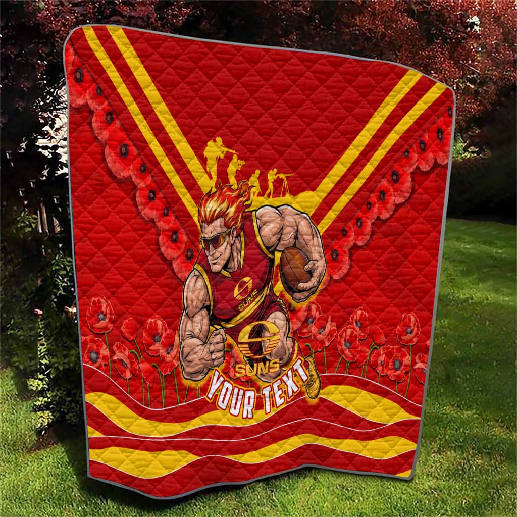 Personalised Gold Coast Suns ANZAC Quilt Military Remembrance Australian Football Mascot Camouflage
