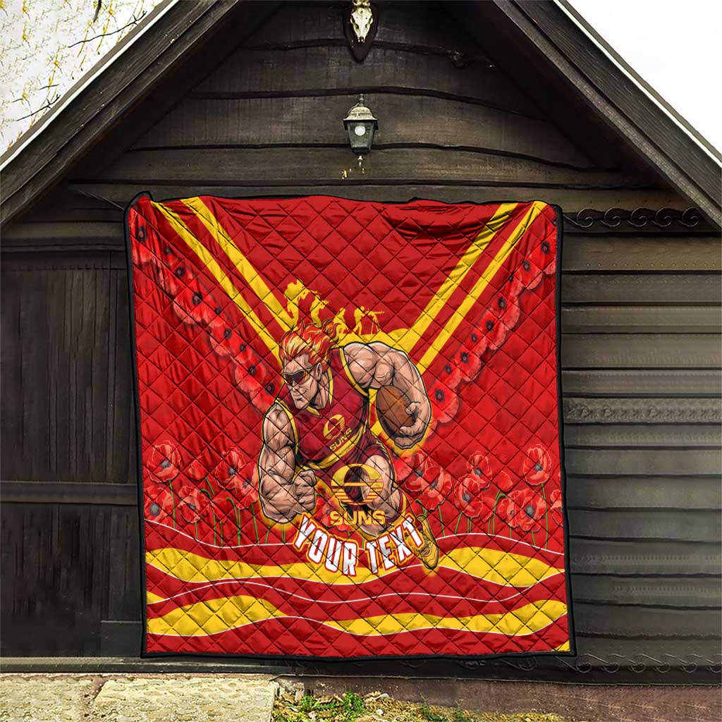 Personalised Gold Coast Suns ANZAC Quilt Military Remembrance Australian Football Mascot Camouflage