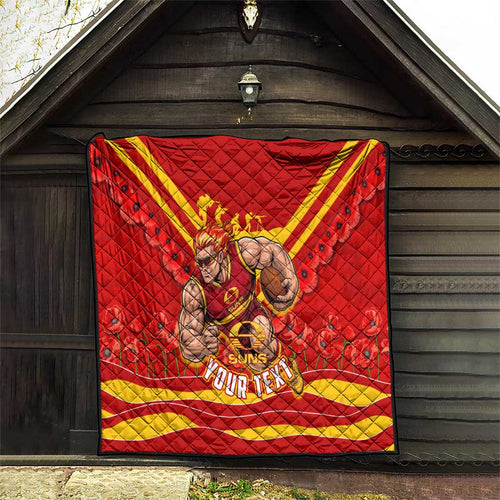 Personalised Gold Coast Suns ANZAC Quilt Military Remembrance Australian Football Mascot Camouflage