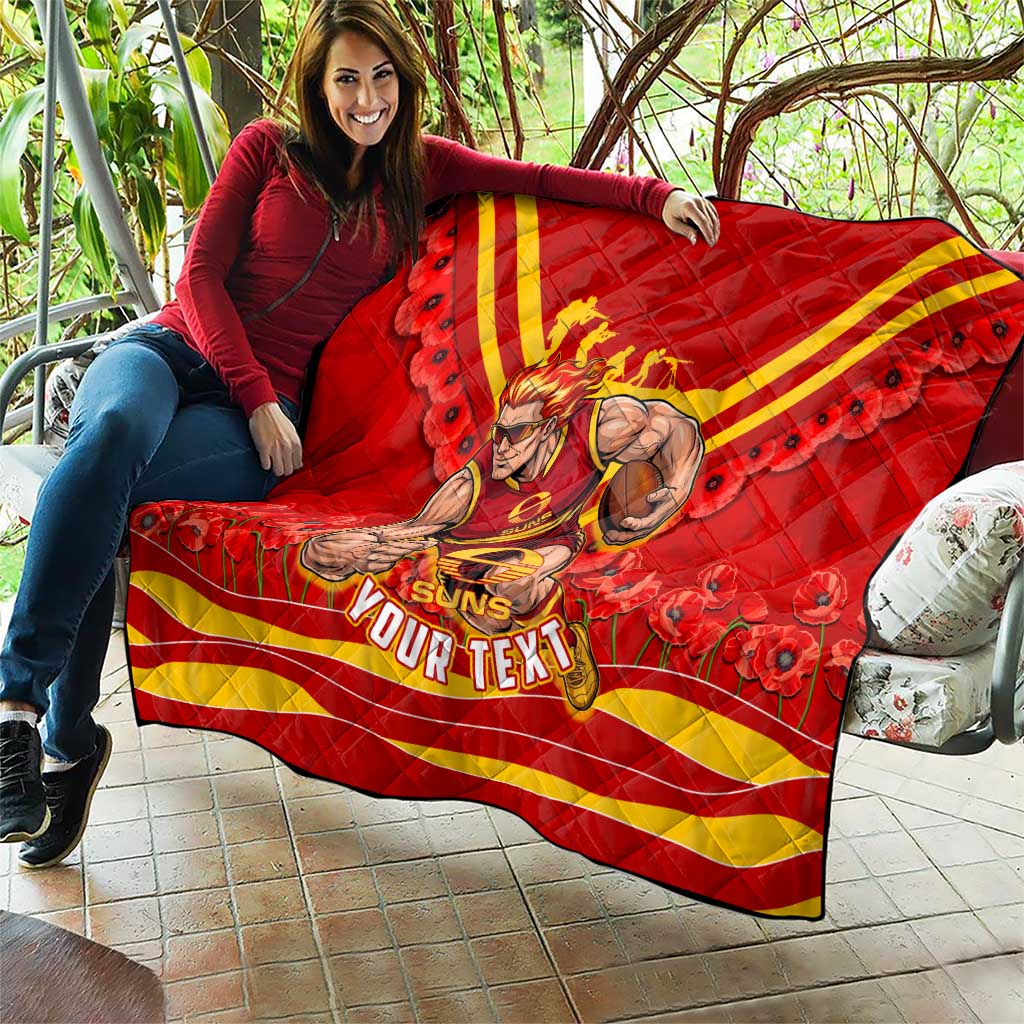 Personalised Gold Coast Suns ANZAC Quilt Military Remembrance Australian Football Mascot Camouflage