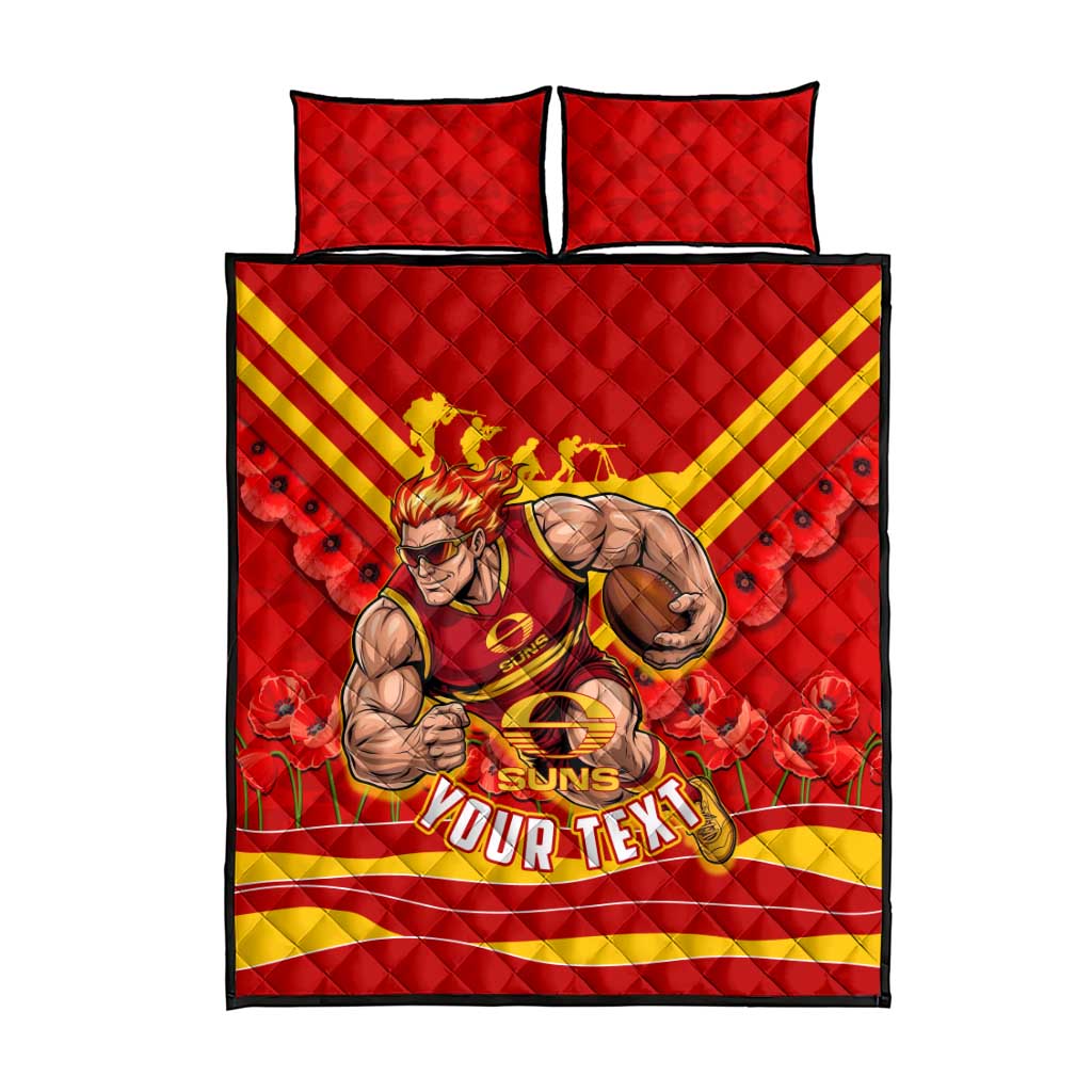 Personalised Gold Coast Suns ANZAC Quilt Bed Set Military Remembrance Australian Football Mascot Camouflage