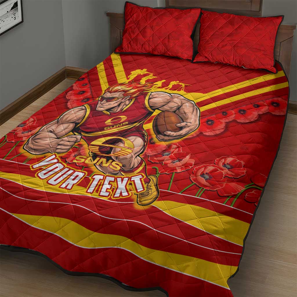 Personalised Gold Coast Suns ANZAC Quilt Bed Set Military Remembrance Australian Football Mascot Camouflage