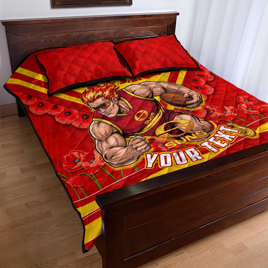 Personalised Gold Coast Suns ANZAC Quilt Bed Set Military Remembrance Australian Football Mascot Camouflage