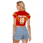 Personalised Gold Coast Suns ANZAC Raglan Cropped T Shirt Military Remembrance Australian Football Mascot Camouflage