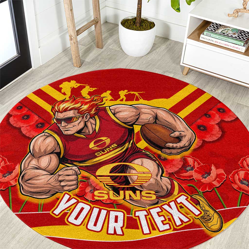 Personalised Gold Coast Suns ANZAC Round Carpet Military Remembrance Australian Football Mascot Camouflage