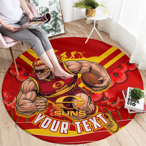 Personalised Gold Coast Suns ANZAC Round Carpet Military Remembrance Australian Football Mascot Camouflage