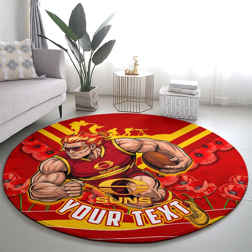 Personalised Gold Coast Suns ANZAC Round Carpet Military Remembrance Australian Football Mascot Camouflage
