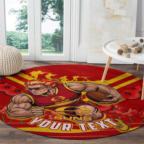Personalised Gold Coast Suns ANZAC Round Carpet Military Remembrance Australian Football Mascot Camouflage