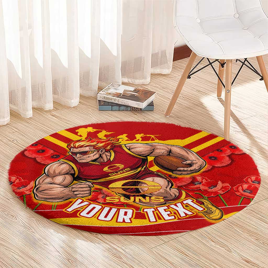 Personalised Gold Coast Suns ANZAC Round Carpet Military Remembrance Australian Football Mascot Camouflage