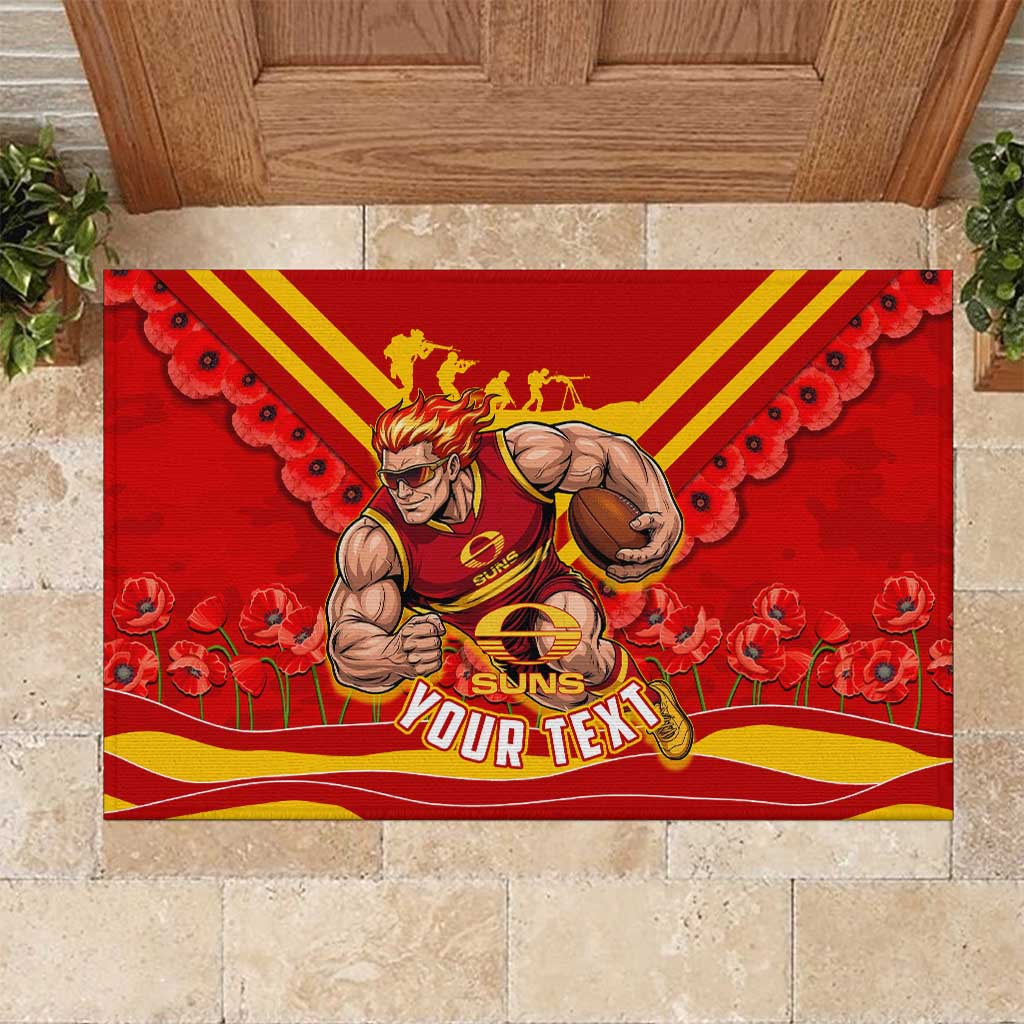 Personalised Gold Coast Suns ANZAC Rubber Doormat Military Remembrance Australian Football Mascot Camouflage