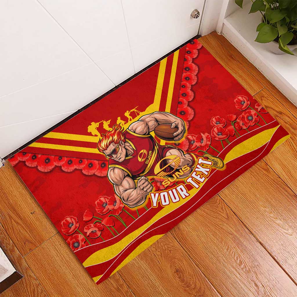 Personalised Gold Coast Suns ANZAC Rubber Doormat Military Remembrance Australian Football Mascot Camouflage