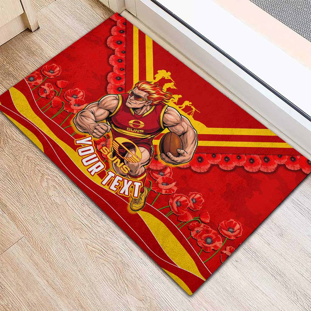 Personalised Gold Coast Suns ANZAC Rubber Doormat Military Remembrance Australian Football Mascot Camouflage