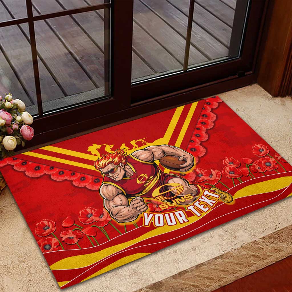 Personalised Gold Coast Suns ANZAC Rubber Doormat Military Remembrance Australian Football Mascot Camouflage
