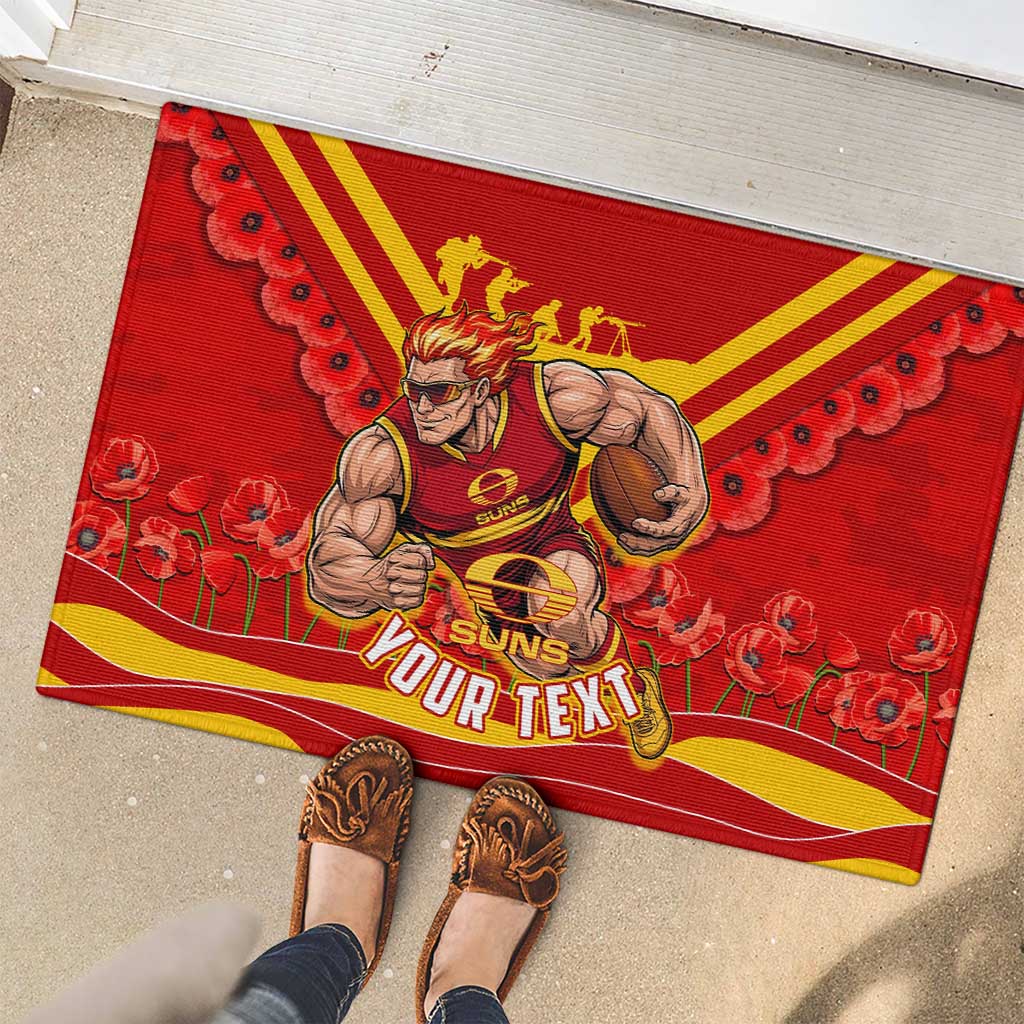 Personalised Gold Coast Suns ANZAC Rubber Doormat Military Remembrance Australian Football Mascot Camouflage