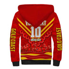Personalised Gold Coast Suns ANZAC Sherpa Hoodie Military Remembrance Australian Football Mascot Camouflage