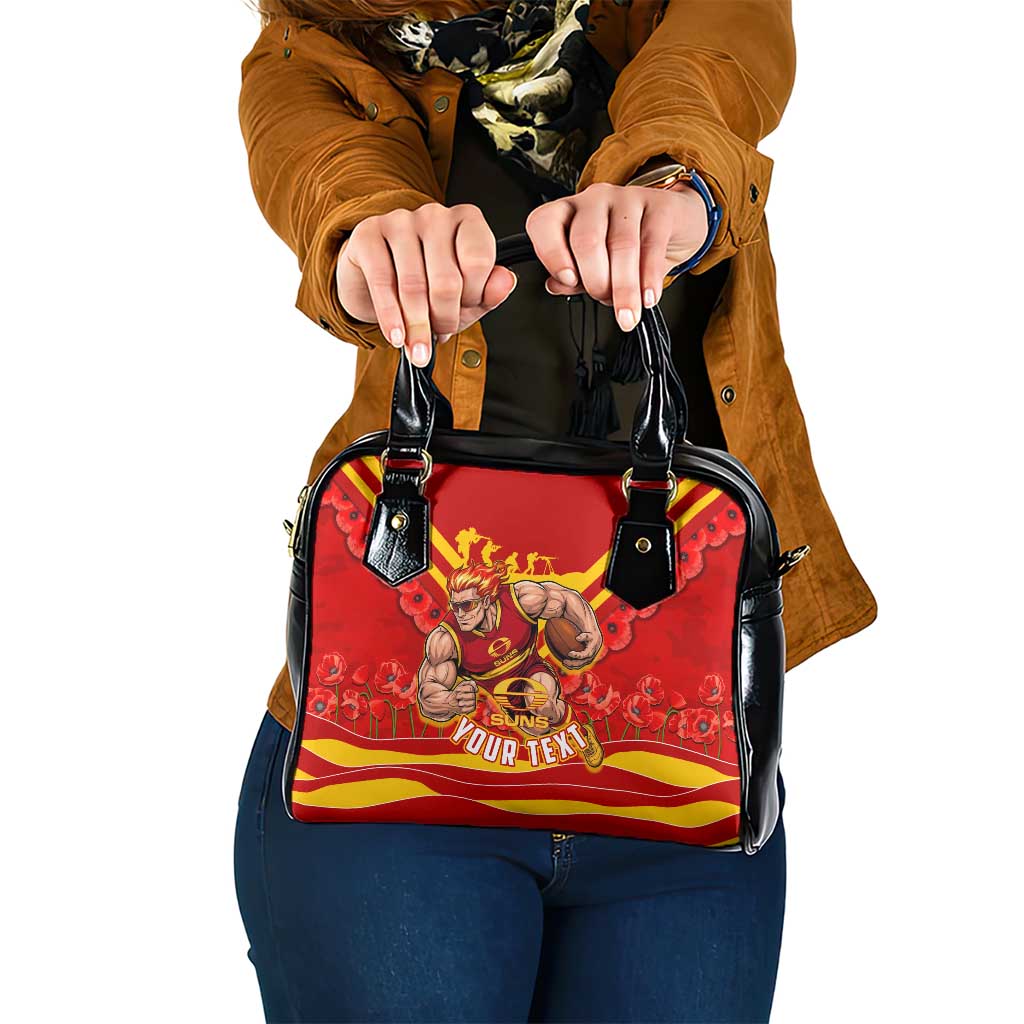 Personalised Gold Coast Suns ANZAC Shoulder Handbag Military Remembrance Australian Football Mascot Camouflage