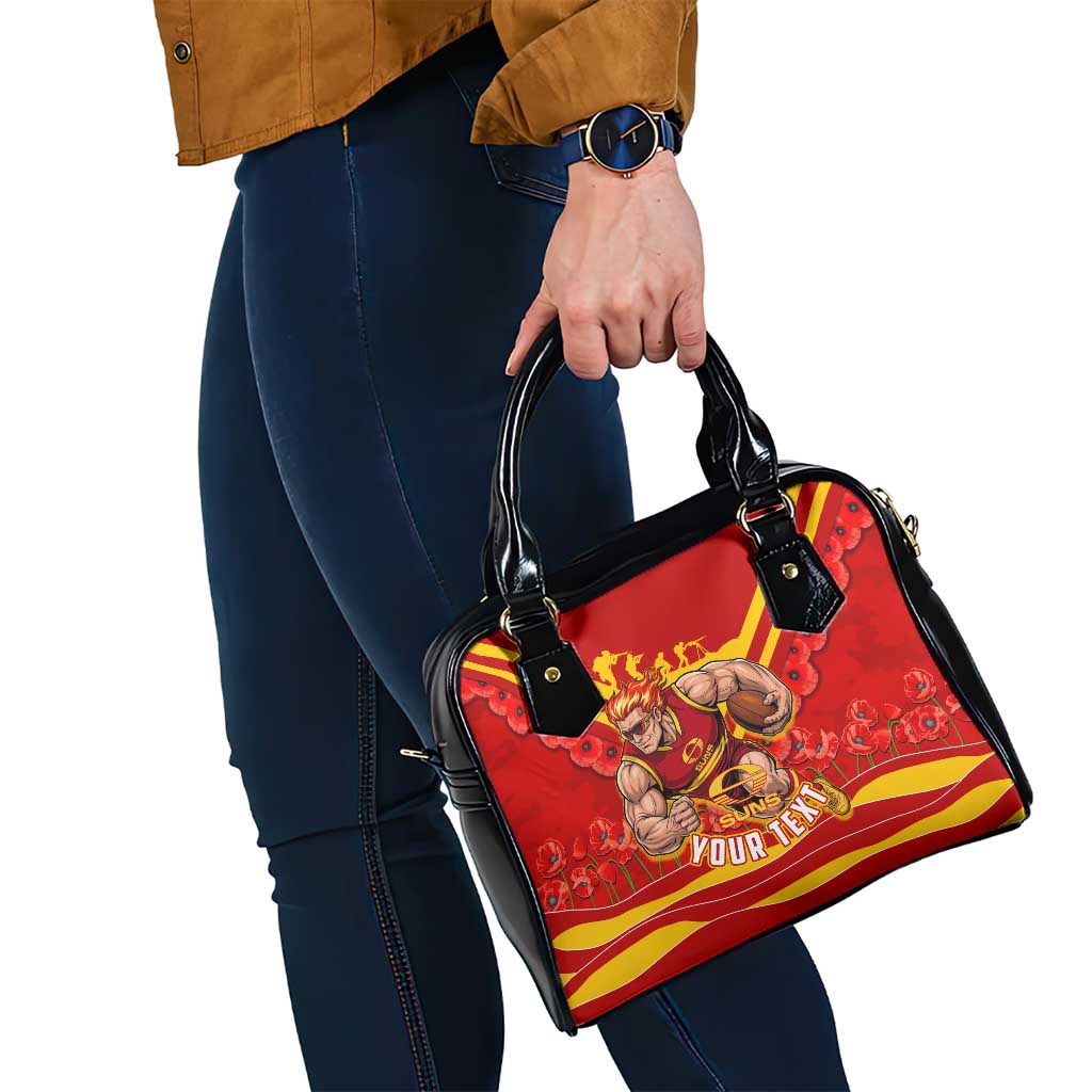 Personalised Gold Coast Suns ANZAC Shoulder Handbag Military Remembrance Australian Football Mascot Camouflage