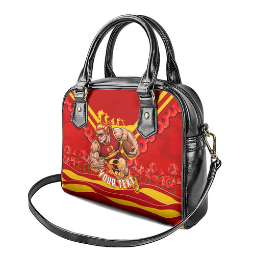 Personalised Gold Coast Suns ANZAC Shoulder Handbag Military Remembrance Australian Football Mascot Camouflage