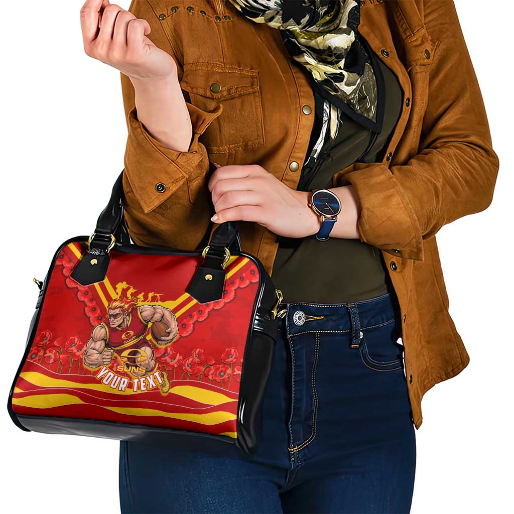 Personalised Gold Coast Suns ANZAC Shoulder Handbag Military Remembrance Australian Football Mascot Camouflage