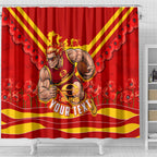 Personalised Gold Coast Suns ANZAC Shower Curtain Military Remembrance Australian Football Mascot Camouflage