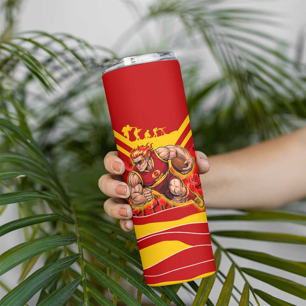 Personalised Gold Coast Suns ANZAC Skinny Tumbler Military Remembrance Australian Football Mascot Camouflage