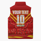 Personalised Gold Coast Suns ANZAC Sleeveless Puffer Jacket Military Remembrance Australian Football Mascot Camouflage